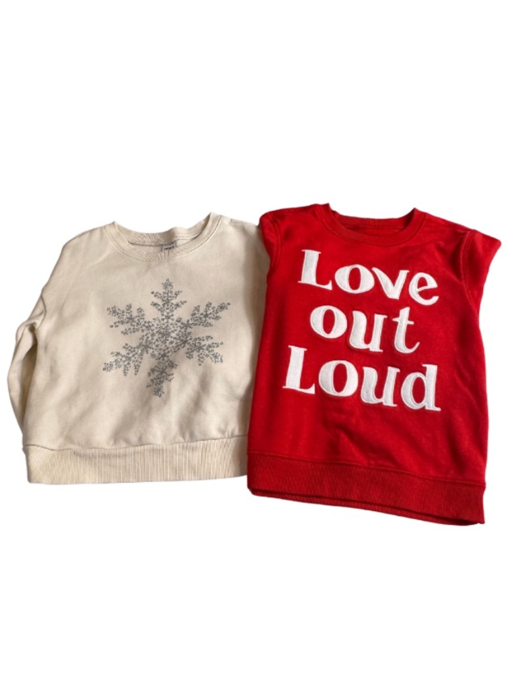 Toddler Girls Sweatshirt Duo with Snowflake and 'Love Out Loud' Tops 4T